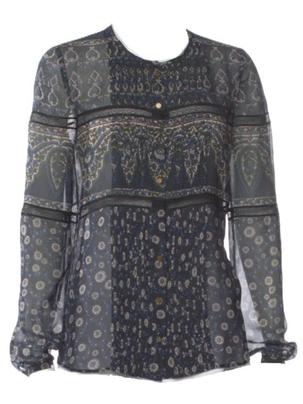 Veronica Beard Daisy Lace Trim Blouse Top Shadow Blue XS 0 $495